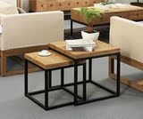 美式loft工业风复古铁艺实木茶几 沙发边几小方桌做旧角几咖啡桌