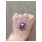 高贵紫罗兰~天然淡水珍珠12-13mm大颗粒紫色珍珠 925银加项链