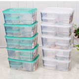 长方形冰箱密封盒 4件套装 塑料保鲜盒微波炉饭盒 大中小 储物盒