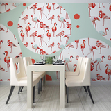 火烈鸟现代简约个性创意北欧壁纸无缝无纺布定制墙纸大型壁画墙布
