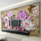 简约现代温馨墙纸客厅卧室沙发电视背景墙壁纸3d立体大型壁画牡丹