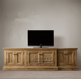 美式实木复古电视柜 欧式仿古做旧电视柜 法式新古典餐边柜