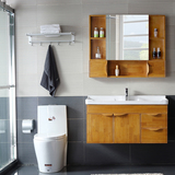橡木浴室柜组合挂墙式吊柜镜柜实木洗手洗台盆浴柜现代简约卫浴柜