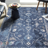 宫廷欧式美式 卧室床边毯蓝色简欧家用地毯水墨艺术设计图案地毯
