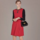 专柜正品代购 秋冬款枚红色圆领长袖连衣裙 E15AC4331a 原价2699