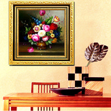 印花十字绣画欧式油画系列花瓶花卉最新款客厅大幅十字绣满绣餐厅