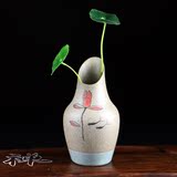 粗陶花插花瓶花器台面个性小花插陶瓷摆件水培花器茶道日式小花瓶