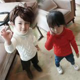 韩版儿童毛衣男童高领毛衣秋冬长袖休闲款女童白色套头百搭打底衫