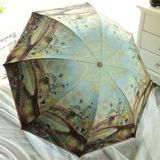 复古创意油画伞双层黑胶折叠太阳伞女士防晒防紫外线晴雨两用雨伞
