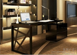 玻璃书桌现代简约转角办公桌组合家具烤漆板式电脑桌写字台可定制