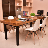 美式现代纯实木复古铁艺办公桌工作台欧式餐桌会议桌休闲书桌简约