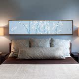 新中式横幅床头画 装饰画客厅卧室清雅玉兰花样板房长幅定制挂画