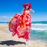 夏天印花雪纺显瘦吊带连衣裙波西米亚海边渡假沙滩裙长裙大码大摆