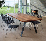 北欧风格实木餐桌工业LOFT书桌原木大板会议桌长桌复古职员办公桌