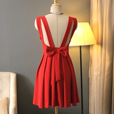 2016夏新款韩版红色裙子无袖海边度假沙滩短裙修身露背雪纺连衣裙
