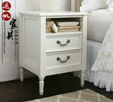 现代美式简约实木儿童房床头柜 白色储物边几柜定制家具