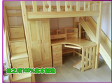 广州全实木儿童套房家具松木组合床正品高架床+衣柜+电脑桌滑梯