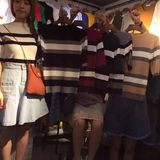 韩国夏装圆领套头中袖t恤短款修身五分袖彩色条纹针织衫女上衣