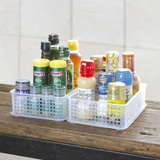 日本进口塑料收纳篮厨房储物篮桌面置物篮浴筐洗澡筐长方形洗浴篮