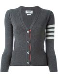 16秋冬 英国官网代购Thom Browne 女装 条纹灰色纯羊绒开襟针织衫