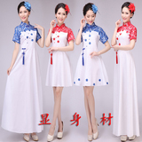 新款中国风古装汉服舞蹈服装大合唱民族舞台演出服女长裙包邮