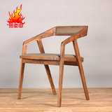 北欧实木餐椅靠背扶手椅复古办公椅电脑椅原木咖啡厅椅子书椅特价