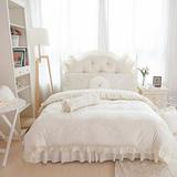 欧式简约全棉提花贡缎四件套白色纯棉床上用品1.5 1.8 2m米床裙式