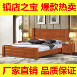 简约现代厚重款实木床双人床1.8米高箱储物床橡木床婚床硬板床