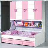 MHJ儿童床衣柜床上下组合床女孩公主床儿童家具孩子床储物床包邮
