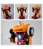 变形金刚机器人玩具车电动万向自动变形法拉利跑车男孩汽车玩具