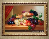 单幅无框艺彩手绘欧式油画古典静物水果餐厅装饰画壁画挂画美味