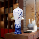 景德镇陶瓷器手绘青花瓶 客厅玄关落地台面书柜现代高档装饰摆件