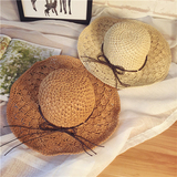 夏季手工钩针草帽子女士大沿镂空遮阳帽可折叠防晒大檐太阳沙滩帽