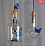佳利灯饰KC简约创意蝴蝶透明玻璃酒瓶吊灯咖啡厅餐厅吧台个性吊灯