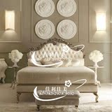 新古典实木雕花双人软包床 美式简欧橡木法式婚床 后现代酒店1.8