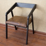 简约沙发椅餐椅铁艺实木火锅店椅休闲甜点店奶茶椅子创意软垫椅子