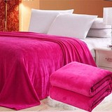 包邮特价纯色玫红珊瑚绒毛毯空调毯法莱绒大红毯子床单办公室盖毯