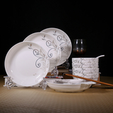 特价中式骨瓷餐具套装16头家用4碗4盘4勺4筷子陶瓷器碗碟套装礼品