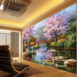 福施达壁画电视背景墙 欧式客厅卧室3D立体墙纸 油画花卉无缝定制