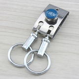 博友 男士不锈钢钥匙扣 穿皮带腰挂扣 创意双环钥匙圈 汽车钥匙环