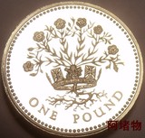 1986年英国1英镑硬币纪念币 亚麻花下的皇冠 全新保真 珍稀