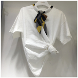 欧耶蘑菇 韩国东大门2016夏季新款丝巾系带个性百搭圆领短袖T恤女