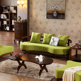 马氏皇庭  高端实木布艺沙发 现代中式软坐垫 实木转角沙发组合