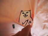 现货 RIPNDIP Lord Nermal Pocket 贱猫 中指猫 口袋猫 短袖 T恤