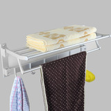太空铝浴巾架可折叠活动毛巾架三层毛巾杆卫浴五金挂件带钩浴室架