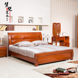 海棠木床全实木床bed双人床1.8m单人床1.5m现代中式