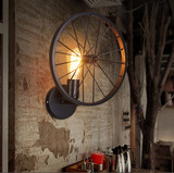 设计复古壁灯loft创意个性餐厅吧台美式乡村铁艺工业风灯具车轮灯