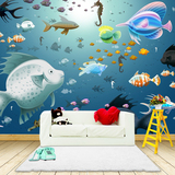 大型壁画儿童房环保壁纸海洋3d墙纸壁画 无缝无纺布 防水墙纸卧室