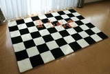 欧式时尚宜家地毯客厅沙发茶几地毯特价黑白格子地毯地垫门垫098