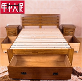 白橡木欧式床 高档全实木单人双人公主床 高箱储物床类1.5米 家具